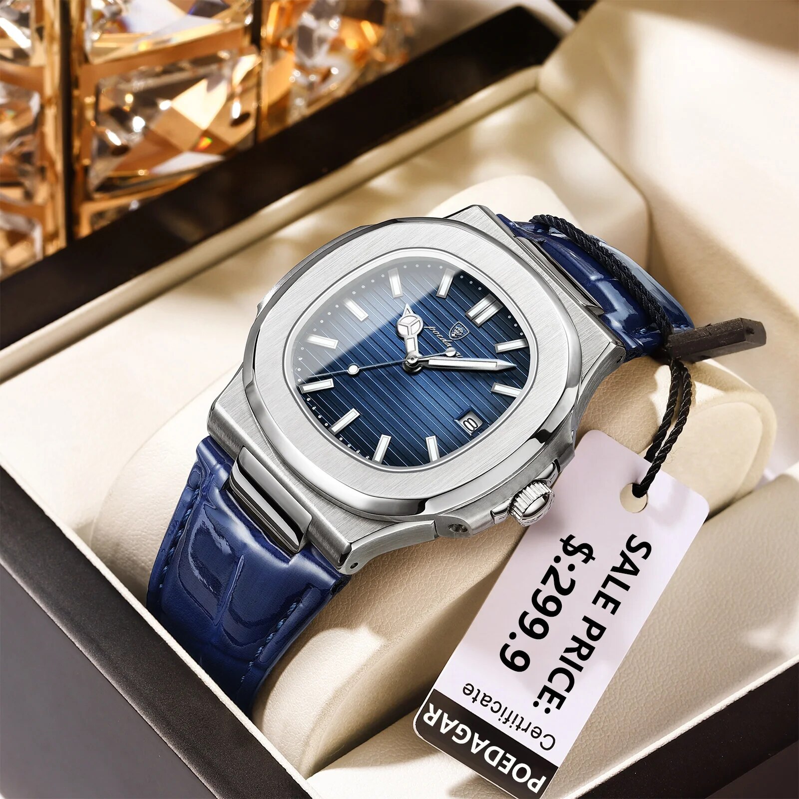 Luxury Watch Organizer For Men - POEDAGAR Top luksusowy kwadratowy zegarek męski