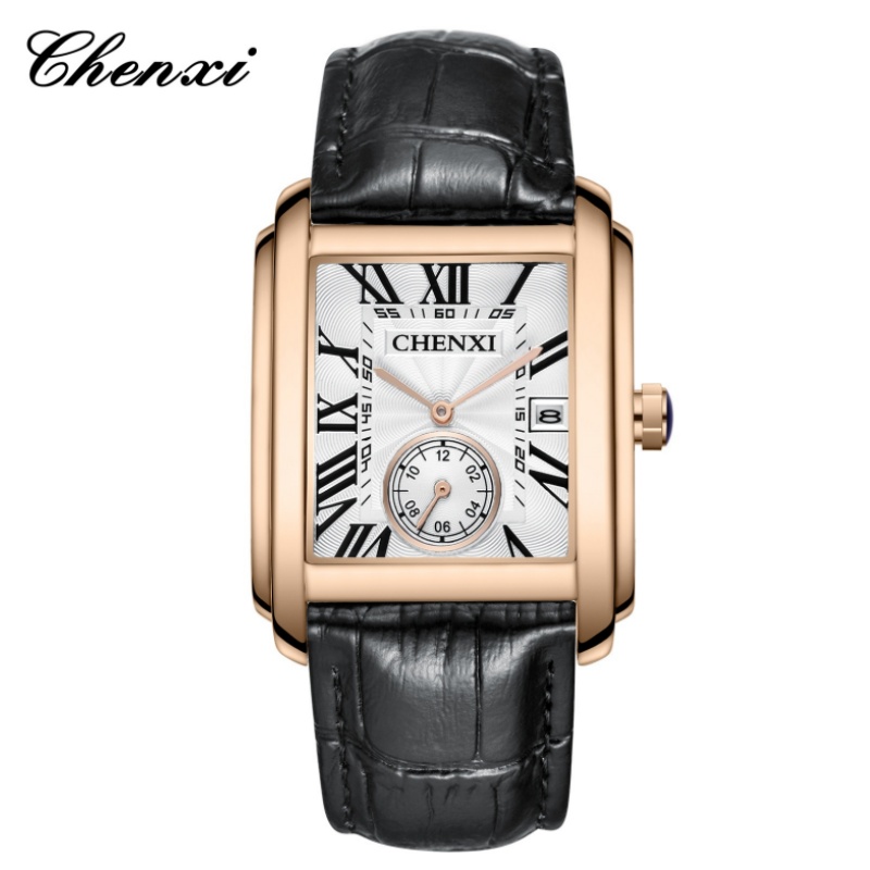 Luxury Watch Name - CHENXI 8216 moda klasyczne kwadratowe brązowe