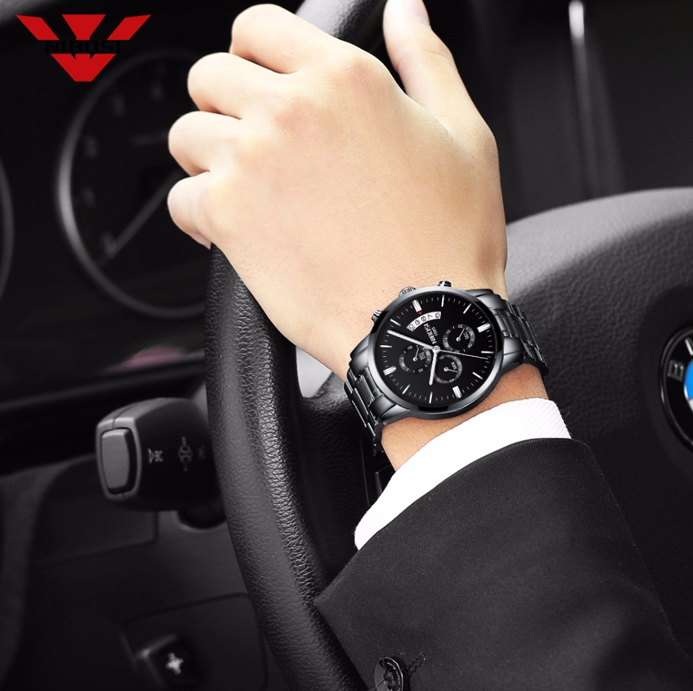 NIBOSI czarny zegarek kwarcowy – Luxury Watch Name recenzja i cena