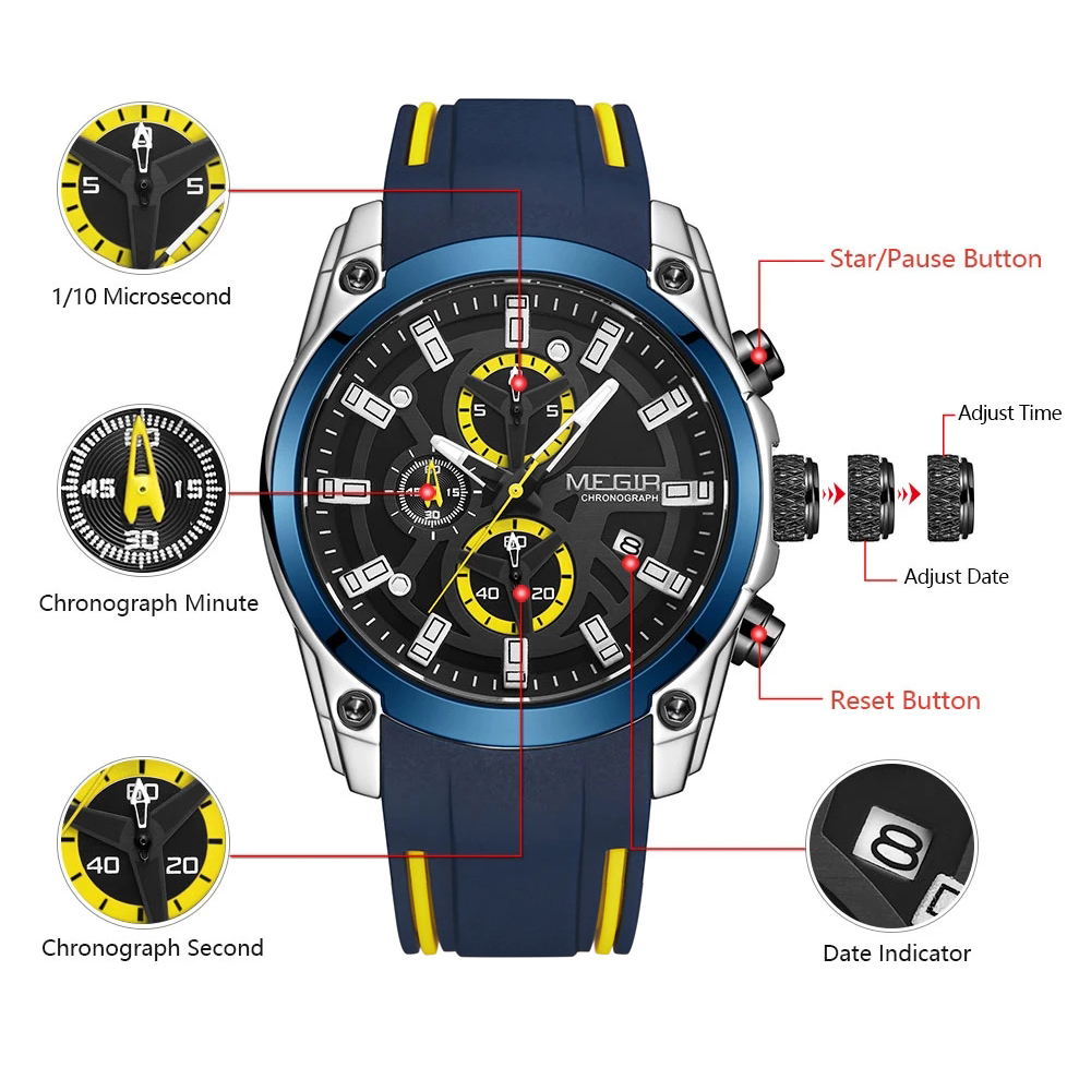 MEGIR Męski Zegarek Kwarcowy T – Luxury Watch Rubber Strap recenzja i cena