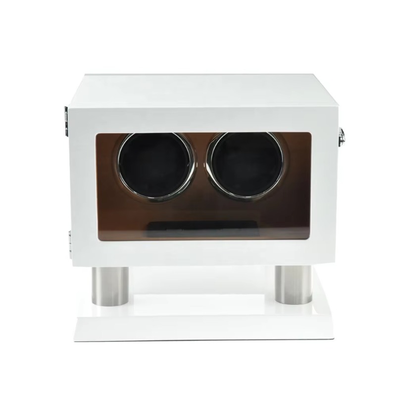Biało-brązowy skórzany kontrol – Luxury Watch Winder Box recenzja i cena
